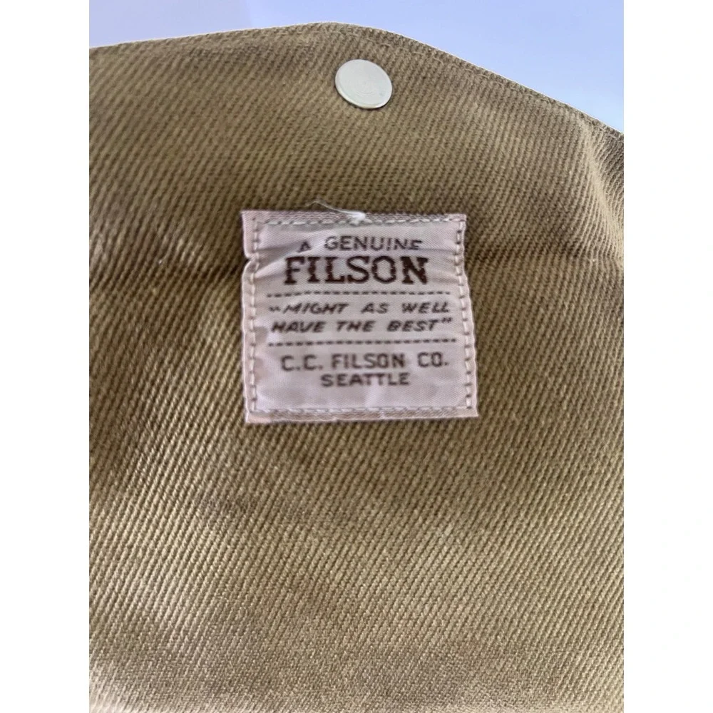 Filson 258 Rugged Twill Padded Briefcase Computer Bag Canvas Leather OtterGreen